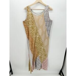 Lagenlook Maxi Long Dress Asymmetrical Sleeveless Boho Coastal Artsy Women Large